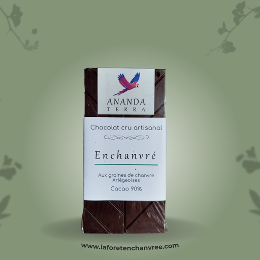 Chocolat cru 90% aux graines de chanvre concassées et torréfiées - 90g
